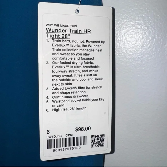 NWT Lululemon Wunder Train HR Tight 28" size 6 - Picture 6 of 8